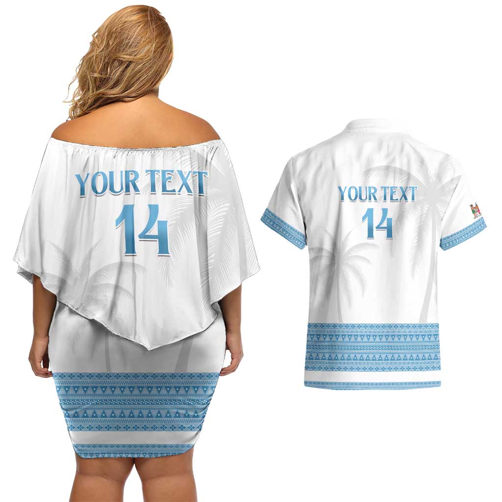 Custom Fiji Tapa Football Couples Matching Off Shoulder Short Dress and Hawaiian Shirt Go Bula Boy! LT14 - Polynesian Pride