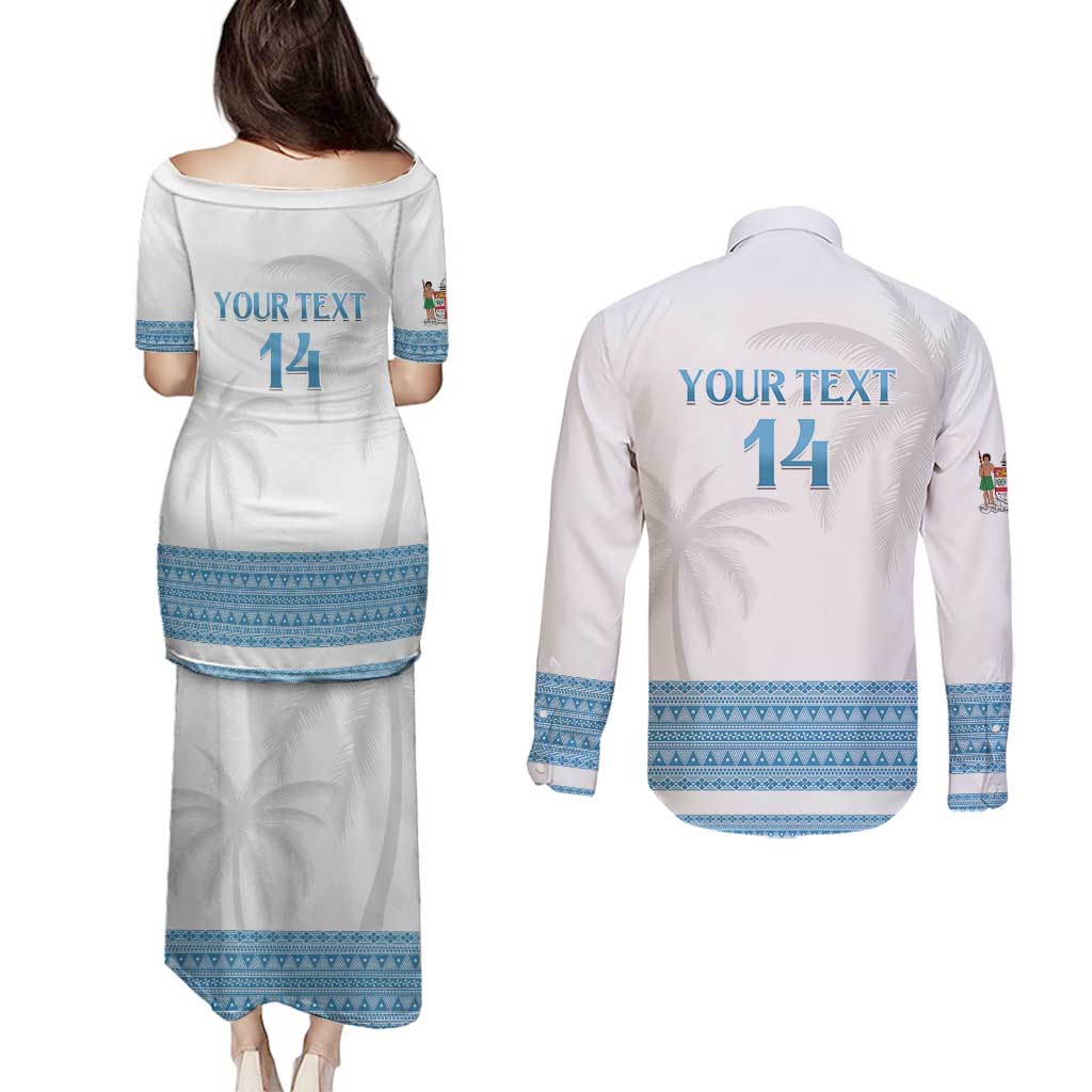 Custom Fiji Tapa Football Couples Matching Puletasi and Long Sleeve Button Shirt Go Bula Boy! LT14 - Polynesian Pride