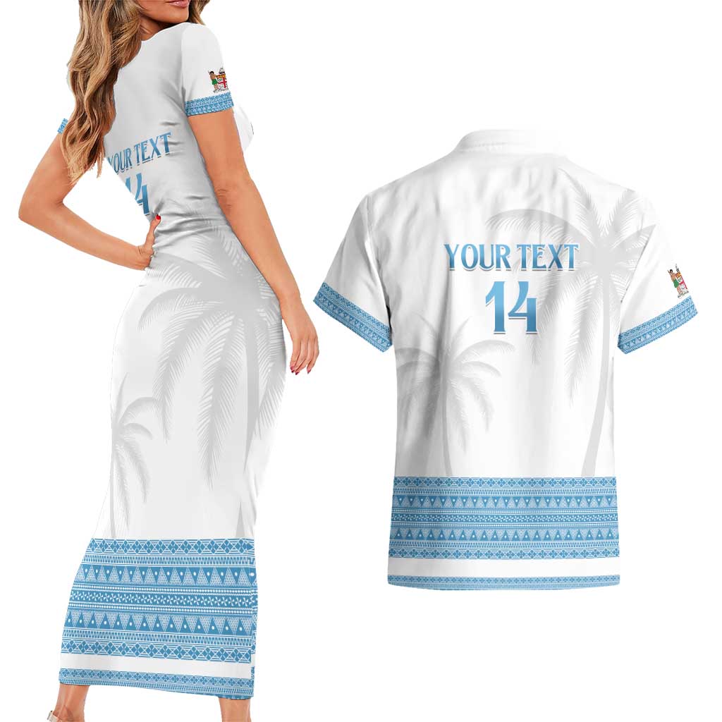 Custom Fiji Tapa Football Couples Matching Short Sleeve Bodycon Dress and Hawaiian Shirt Go Bula Boy! LT14 - Polynesian Pride