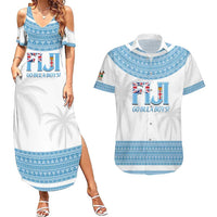 Custom Fiji Tapa Football Couples Matching Summer Maxi Dress and Hawaiian Shirt Go Bula Boy! LT14 White - Polynesian Pride