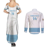Custom Fiji Tapa Football Couples Matching Summer Maxi Dress and Long Sleeve Button Shirt Go Bula Boy! LT14 - Polynesian Pride