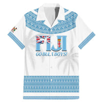 Custom Fiji Tapa Football Family Matching Mermaid Dress and Hawaiian Shirt Go Bula Boy! LT14 Dad's Shirt - Short Sleeve White - Polynesian Pride
