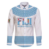 Custom Fiji Tapa Football Family Matching Short Sleeve Bodycon Dress and Hawaiian Shirt Go Bula Boy! LT14 Dad's Shirt - Long Sleeve White - Polynesian Pride