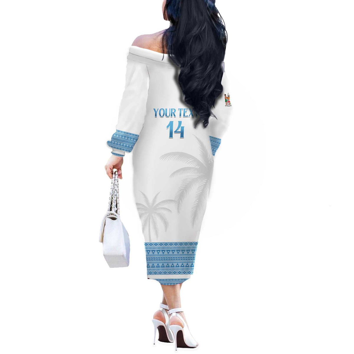Custom Fiji Tapa Football Off The Shoulder Long Sleeve Dress Go Bula Boy! LT14 - Polynesian Pride