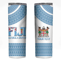Custom Fiji Tapa Football Skinny Tumbler Go Bula Boy! LT14 White - Polynesian Pride