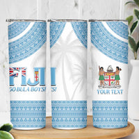 Custom Fiji Tapa Football Skinny Tumbler Go Bula Boy! LT14 - Polynesian Pride
