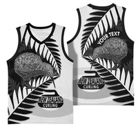 New Zealand Silver Fern Curling Personalised Basketball Jersey Aotearoa Kiwi Ponga Black White Version LT14 - Polynesian Pride