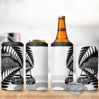 New Zealand Silver Fern Curling Personalised 4 in 1 Can Cooler Tumbler Aotearoa Kiwi Ponga Black White Version LT14 - Polynesian Pride