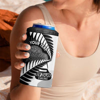 New Zealand Silver Fern Curling Personalised 4 in 1 Can Cooler Tumbler Aotearoa Kiwi Ponga Black White Version LT14 - Polynesian Pride
