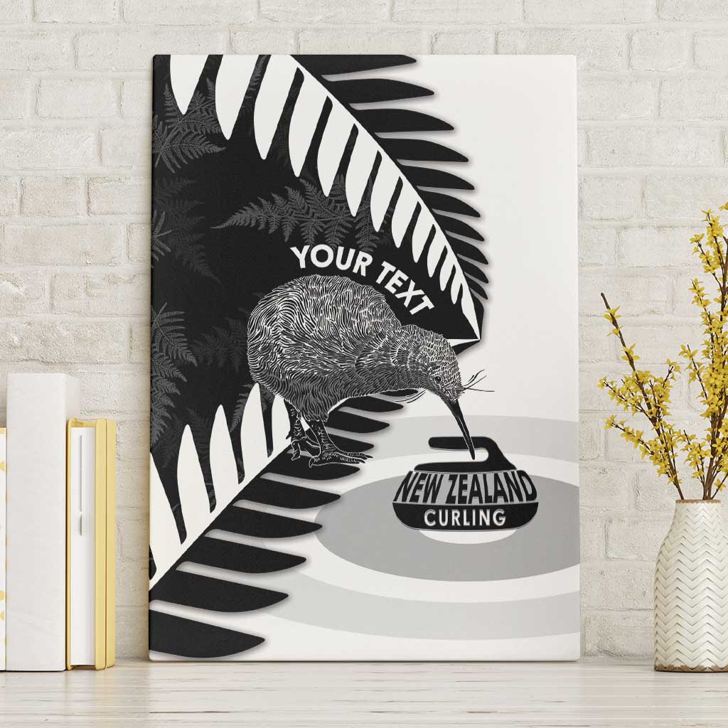 New Zealand Silver Fern Curling Personalised Canvas Wall Art Aotearoa Kiwi Ponga Black White Version - Polynesian Pride