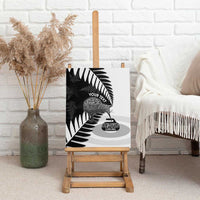New Zealand Silver Fern Curling Personalised Canvas Wall Art Aotearoa Kiwi Ponga Black White Version - Polynesian Pride