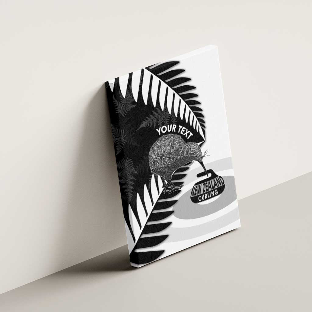 New Zealand Silver Fern Curling Personalised Canvas Wall Art Aotearoa Kiwi Ponga Black White Version - Polynesian Pride