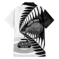 New Zealand Silver Fern Curling Personalised Family Matching Puletasi and Hawaiian Shirt Aotearoa Kiwi Ponga Black White Version LT14 - Polynesian Pride