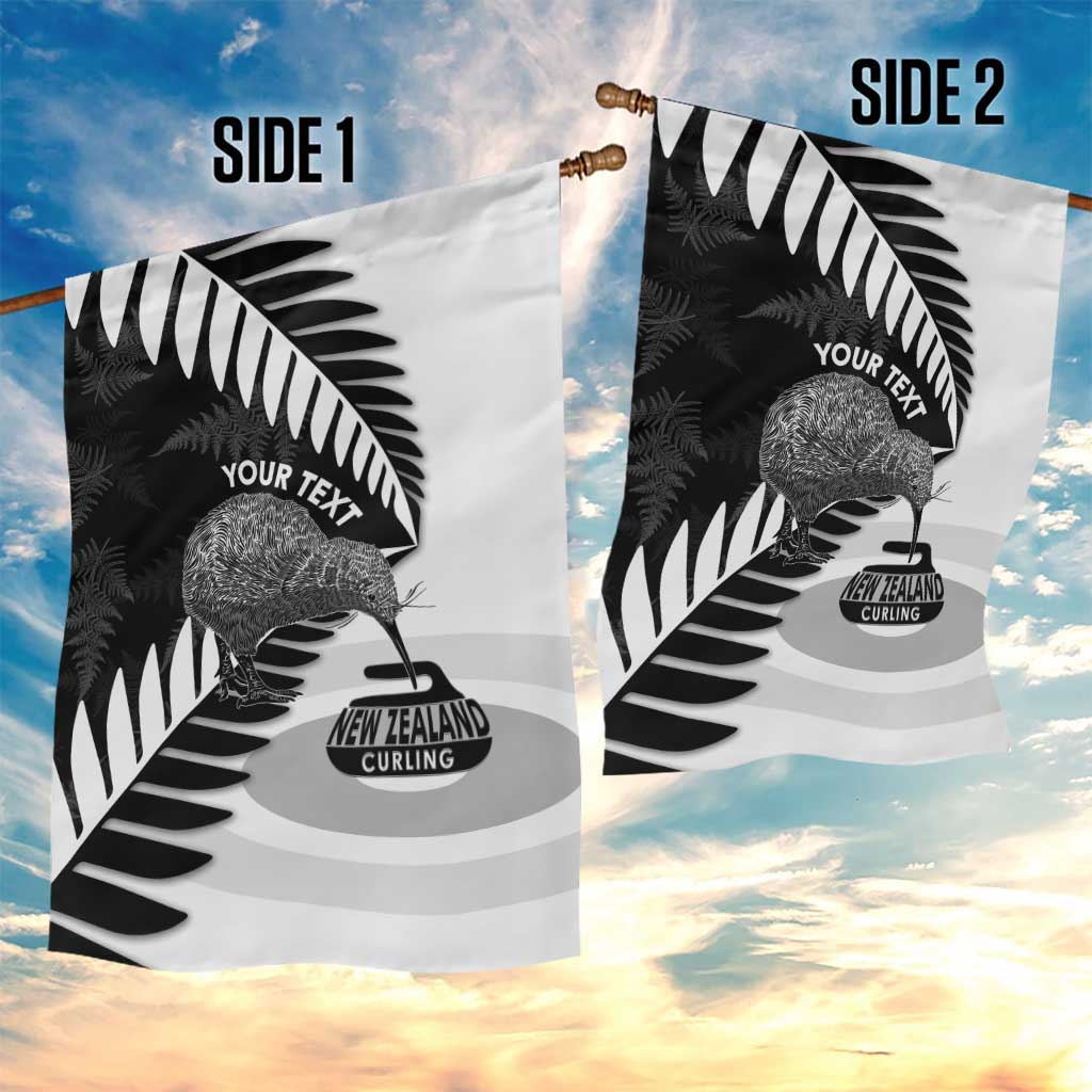 New Zealand Silver Fern Curling Personalised Garden Flag Aotearoa Kiwi Ponga Black White Version - Polynesian Pride