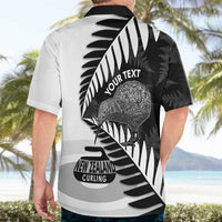 New Zealand Silver Fern Curling Personalised Hawaiian Shirt Aotearoa Kiwi Ponga Black White Version LT14 - Polynesian Pride