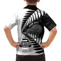 New Zealand Silver Fern Curling Personalised Hawaiian Shirt Aotearoa Kiwi Ponga Black White Version LT14 - Polynesian Pride