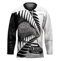 New Zealand Silver Fern Curling Personalised Hockey Jersey Aotearoa Kiwi Ponga Black White Version LT14 Unisex Black - Polynesian Pride