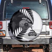 New Zealand Silver Fern Curling Personalised Spare Tire Cover Aotearoa Kiwi Ponga Black White Version LT14 Black - Polynesian Pride