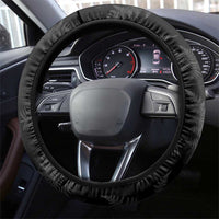 New Zealand Silver Fern Curling Steering Wheel Cover Aotearoa Kiwi Ponga Black White Version - Polynesian Pride