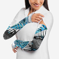 New Zealand Silver Fern Curling Personalised Arm Sleeves Aotearoa Kiwi Ponga Paua Shell Version - Polynesian Pride