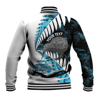 New Zealand Silver Fern Curling Personalised Baseball Jacket Aotearoa Kiwi Ponga Paua Shell Version - Polynesian Pride