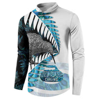 New Zealand Silver Fern Curling Personalised Button Sweatshirt Aotearoa Kiwi Ponga Paua Shell Version - Polynesian Pride