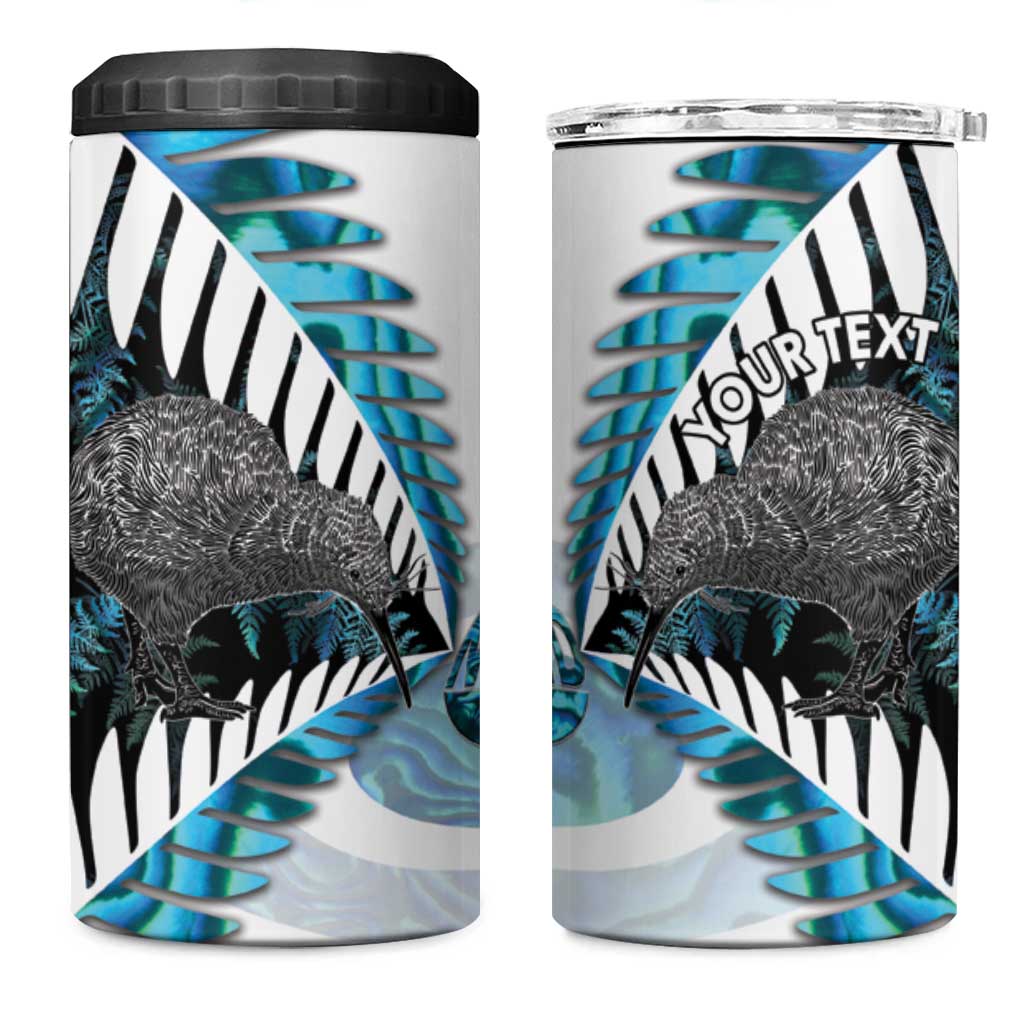 New Zealand Silver Fern Curling Personalised 4 in 1 Can Cooler Tumbler Aotearoa Kiwi Ponga Paua Shell Version LT14 One Size: 16 oz Black - Polynesian Pride