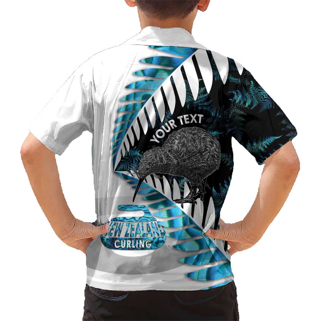 New Zealand Silver Fern Curling Personalised Family Matching Long Sleeve Bodycon Dress and Hawaiian Shirt Aotearoa Kiwi Ponga Paua Shell Version LT14 - Polynesian Pride