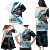 New Zealand Silver Fern Curling Personalised Family Matching Puletasi and Hawaiian Shirt Aotearoa Kiwi Ponga Paua Shell Version LT14 - Polynesian Pride