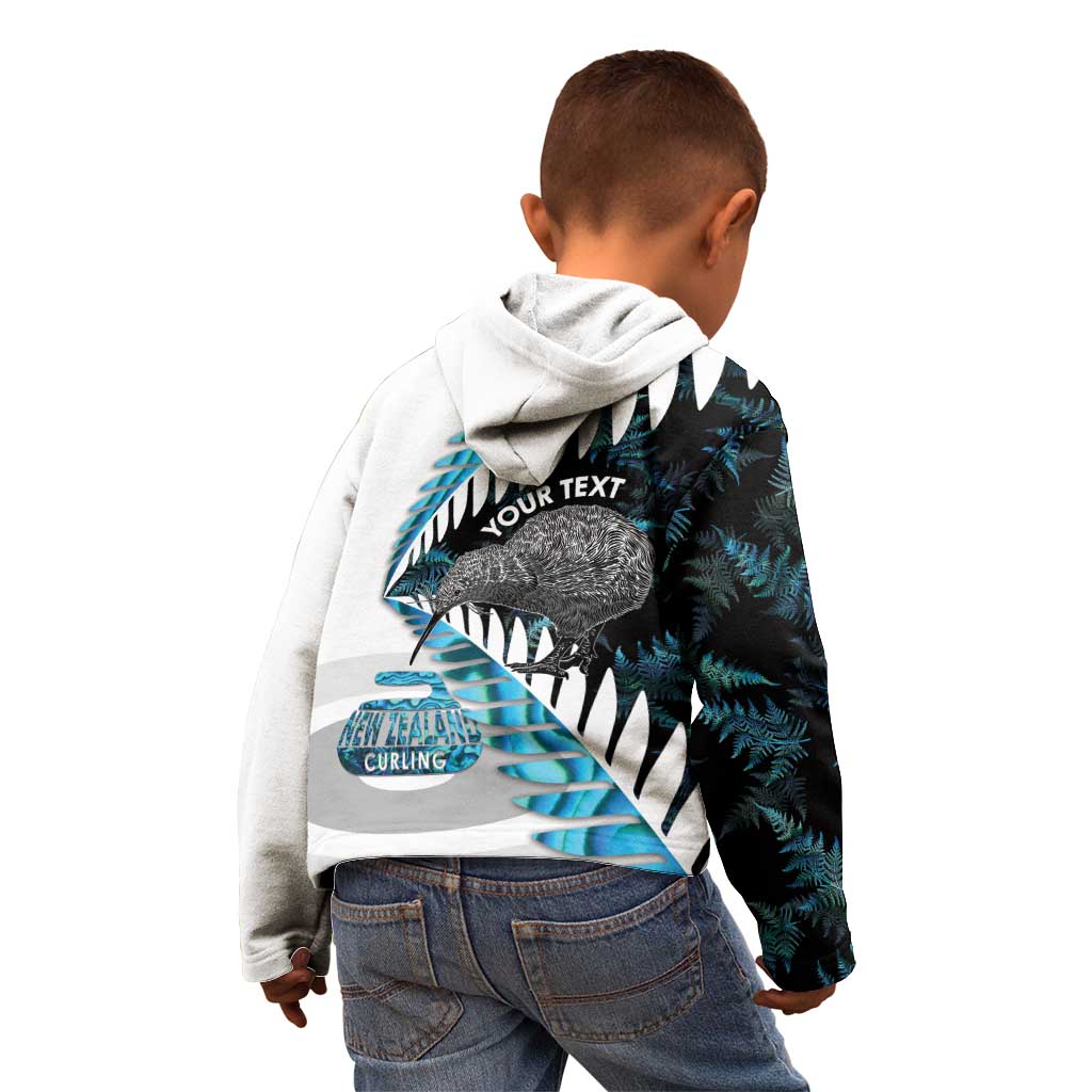 New Zealand Silver Fern Curling Personalised Kid Hoodie Aotearoa Kiwi Ponga Paua Shell Version LT14 - Polynesian Pride