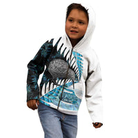 New Zealand Silver Fern Curling Personalised Kid Hoodie Aotearoa Kiwi Ponga Paua Shell Version LT14 - Polynesian Pride