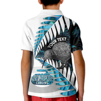 New Zealand Silver Fern Curling Personalised Kid Polo Shirt Aotearoa Kiwi Ponga Paua Shell Version LT14 - Polynesian Pride