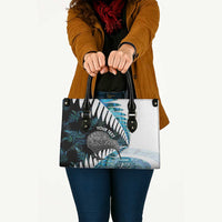 New Zealand Silver Fern Curling Personalised Leather Bag Aotearoa Kiwi Ponga Paua Shell Version LT14 - Polynesian Pride