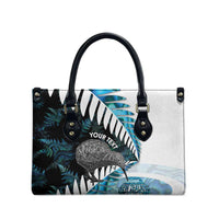 New Zealand Silver Fern Curling Personalised Leather Bag Aotearoa Kiwi Ponga Paua Shell Version LT14 - Polynesian Pride