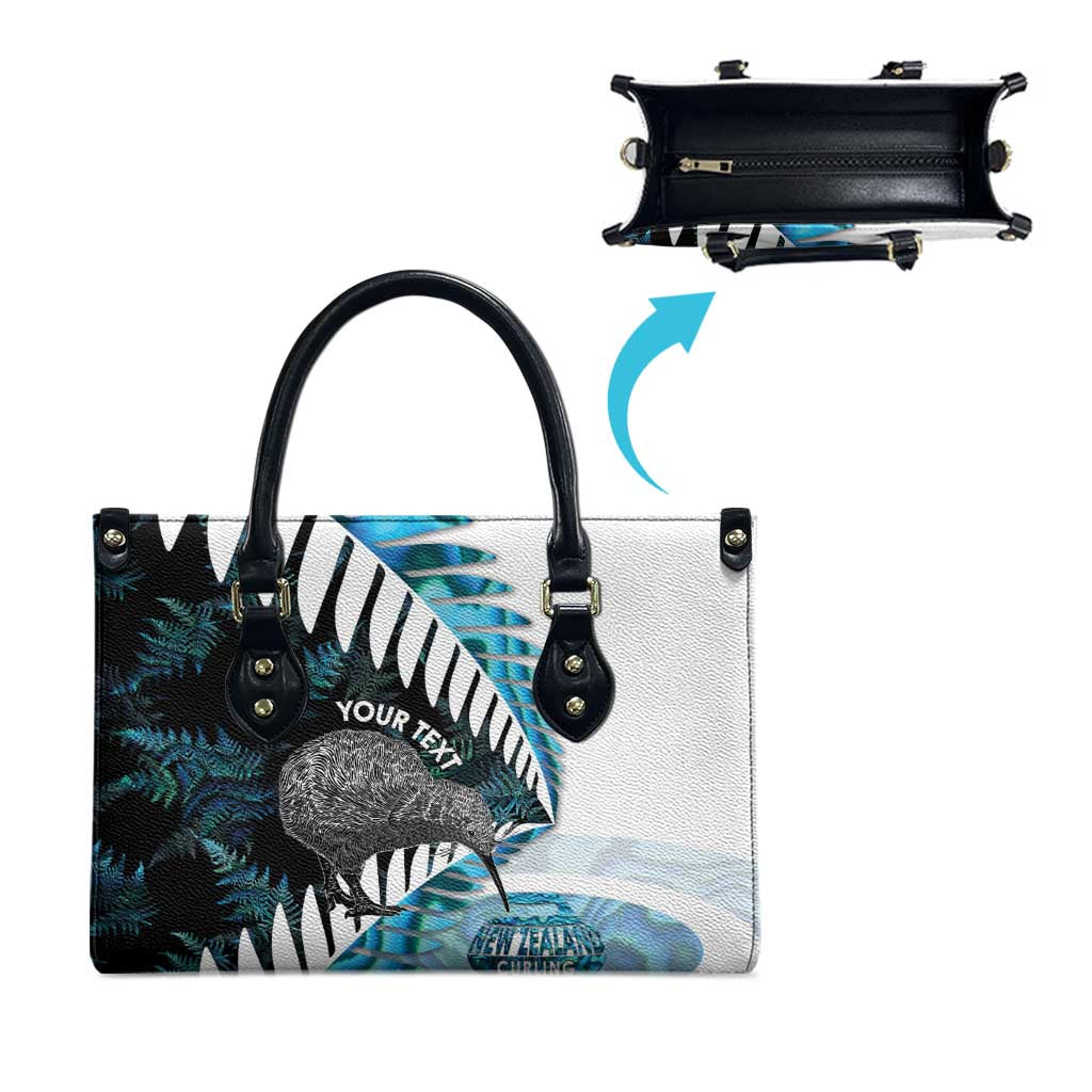 New Zealand Silver Fern Curling Personalised Leather Bag Aotearoa Kiwi Ponga Paua Shell Version LT14 - Polynesian Pride