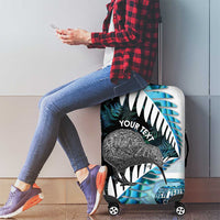 New Zealand Silver Fern Curling Personalised Luggage Cover Aotearoa Kiwi Ponga Paua Shell Version - Polynesian Pride