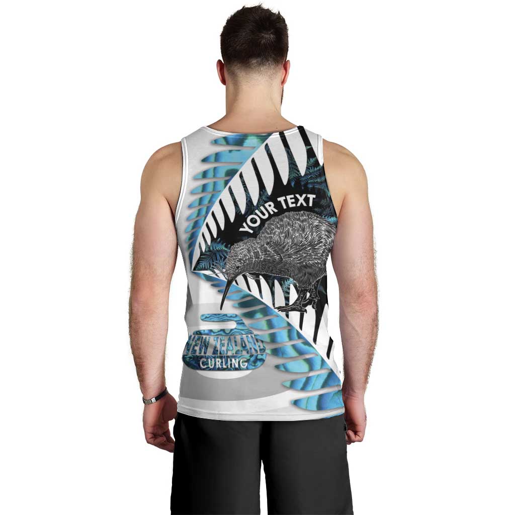 New Zealand Silver Fern Curling Personalised Men Tank Top Aotearoa Kiwi Ponga Paua Shell Version - Polynesian Pride