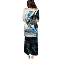 New Zealand Silver Fern Curling Personalised Puletasi Aotearoa Kiwi Ponga Paua Shell Version - Polynesian Pride