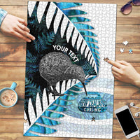 New Zealand Silver Fern Curling Personalised Puzzle Aotearoa Kiwi Ponga Paua Shell Version - Polynesian Pride