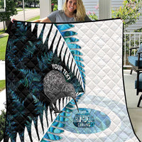 New Zealand Silver Fern Curling Personalised Quilt Aotearoa Kiwi Ponga Paua Shell Version LT14 Black - Polynesian Pride