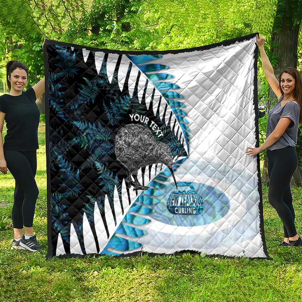 New Zealand Silver Fern Curling Personalised Quilt Aotearoa Kiwi Ponga Paua Shell Version LT14 - Polynesian Pride
