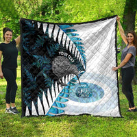 New Zealand Silver Fern Curling Personalised Quilt Aotearoa Kiwi Ponga Paua Shell Version LT14 - Polynesian Pride