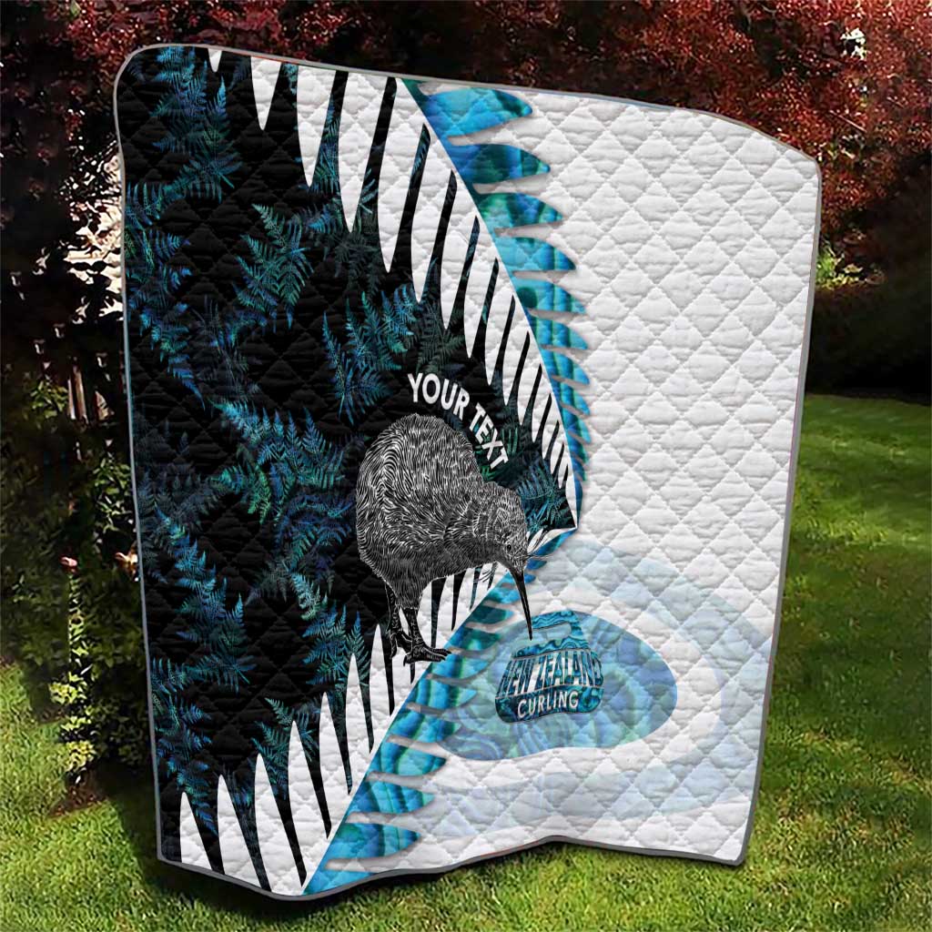 New Zealand Silver Fern Curling Personalised Quilt Aotearoa Kiwi Ponga Paua Shell Version LT14 - Polynesian Pride