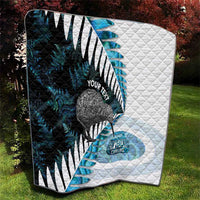 New Zealand Silver Fern Curling Personalised Quilt Aotearoa Kiwi Ponga Paua Shell Version LT14 - Polynesian Pride