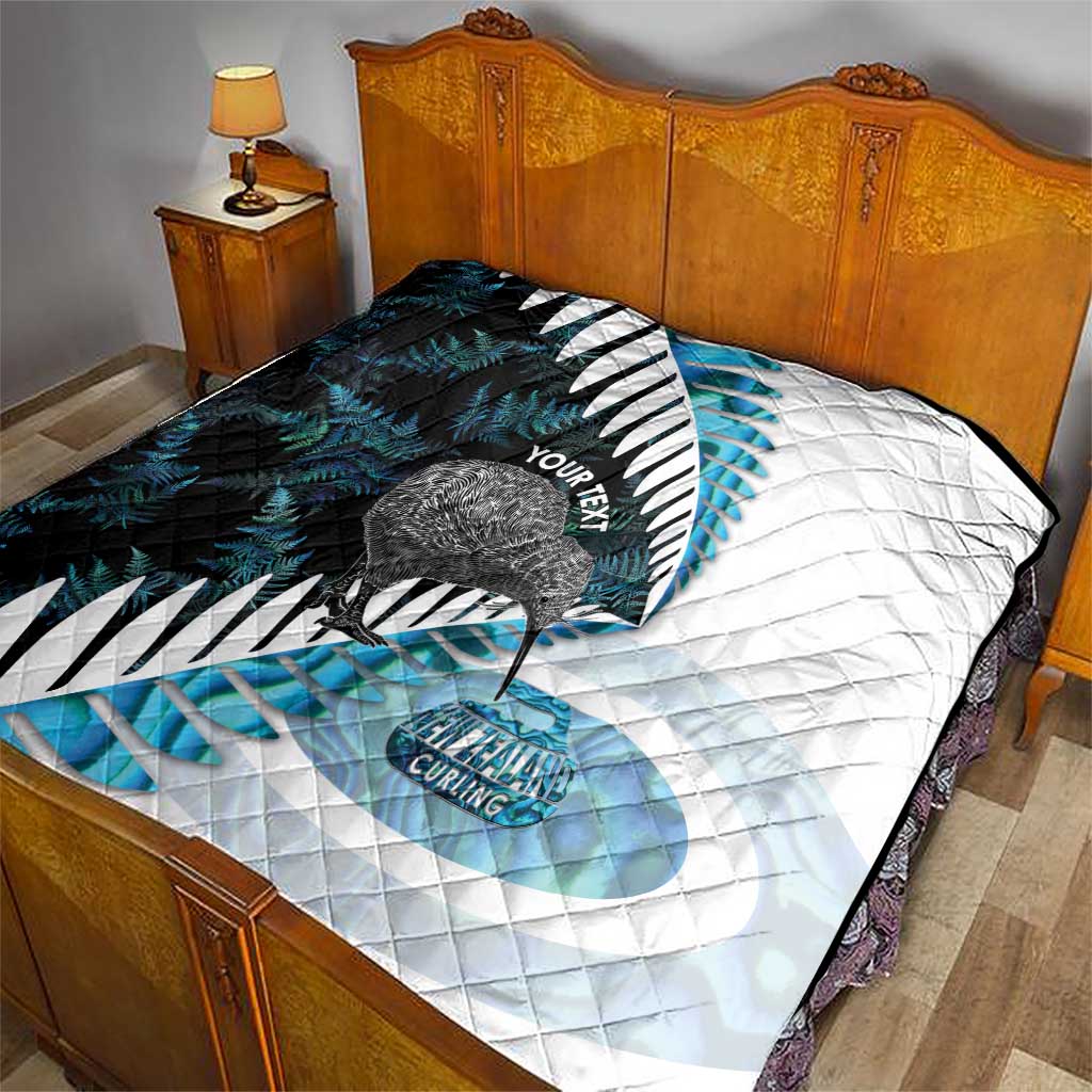 New Zealand Silver Fern Curling Personalised Quilt Aotearoa Kiwi Ponga Paua Shell Version LT14 - Polynesian Pride