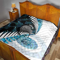 New Zealand Silver Fern Curling Personalised Quilt Aotearoa Kiwi Ponga Paua Shell Version LT14 - Polynesian Pride