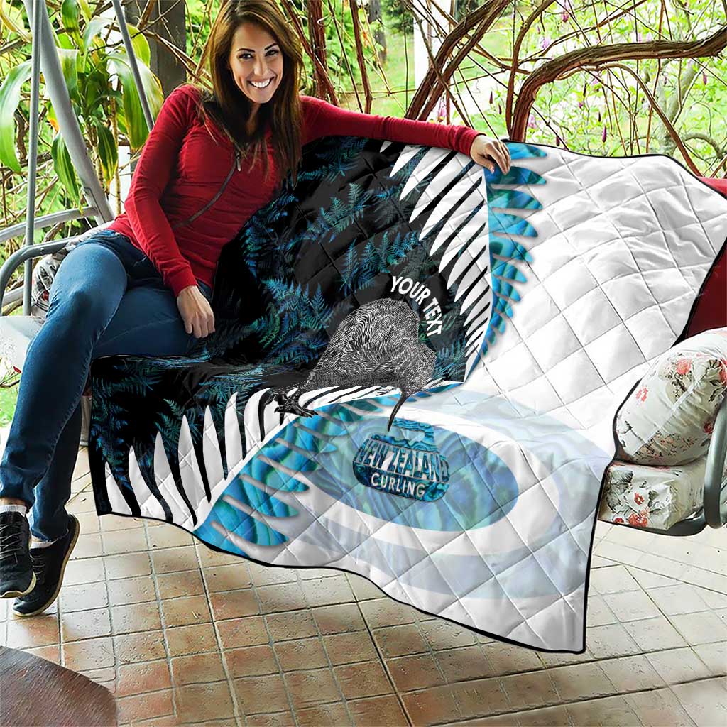 New Zealand Silver Fern Curling Personalised Quilt Aotearoa Kiwi Ponga Paua Shell Version LT14 - Polynesian Pride