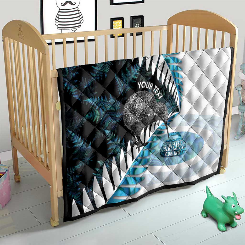 New Zealand Silver Fern Curling Personalised Quilt Aotearoa Kiwi Ponga Paua Shell Version LT14 - Polynesian Pride