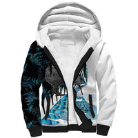 New Zealand Silver Fern Curling Personalised Sherpa Hoodie Aotearoa Kiwi Ponga Paua Shell Version LT14 Unisex Black - Polynesian Pride