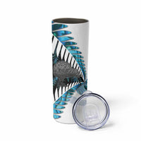 New Zealand Silver Fern Curling Personalised Skinny Tumbler Aotearoa Kiwi Ponga Paua Shell Version LT14 - Polynesian Pride